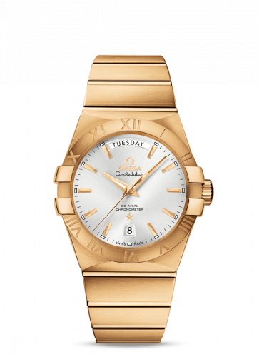 Omega Constellation Co-Axial 38 Day-Date Yellow Gold / Silver 123.50.38.22.02.002