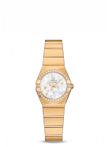 Omega Constellation Quartz 24 Brushed Yellow Gold / Diamond / MOP Stars 123.55.24.60.05.001