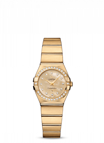 Omega Constellation Quartz 24 Brushed Yellow Gold / Diamond / Champagne MOP 123.55.24.60.57.001