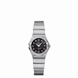 Omega Constellation Quartz 24 Brushed Stainless Steel / Diamond / Black Supernova 123.15.24.60.51.001