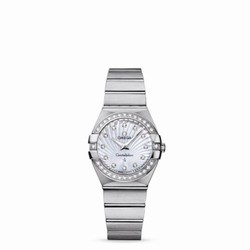 Omega Constellation Quartz 27 Brushed Stainless Steel / Diamond / MOP Supernova 123.15.27.60.55.002
