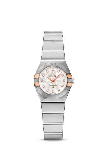 Omega Constellation Quartz 24 Brushed Stainless Steel / Red Gold Claws / Diamond MOP 123.20.24.60.55.005