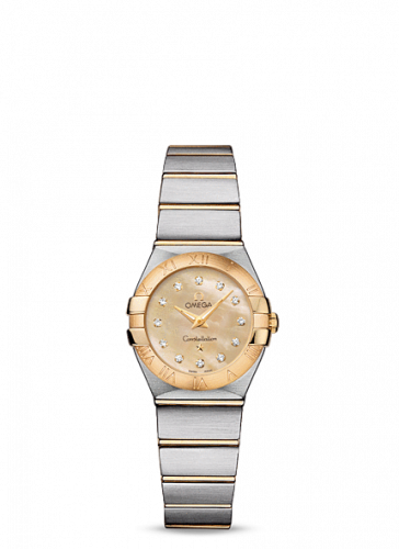 Omega Constellation Quartz 24 Brushed Stainless Steel / Yellow Gold / Champagne MOP 123.20.24.60.57.001