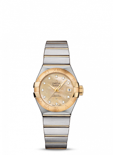 Omega Constellation Co-Axial 27 Brushed Stainless Steel / Yellow Gold / Champagne MOP 123.20.27.20.57.002