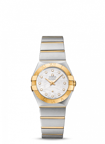 Omega Constellation Quartz 27 Brushed Stainless Steel / Yellow Gold / Wavy MOP 123.20.27.60.55.005