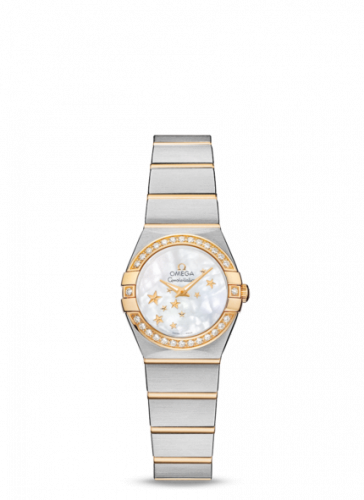 Omega Constellation Quartz 24 Brushed Stainless Steel / Yellow Gold / Diamond / MOP Stars 123.25.24.60.05.001