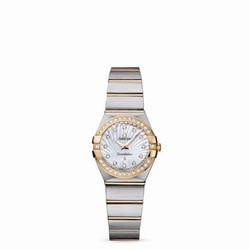 Omega Constellation Quartz 24 Brushed Stainless Steel / Yellow Gold / Diamond / MOP Supernova 123.25.24.60.55.004