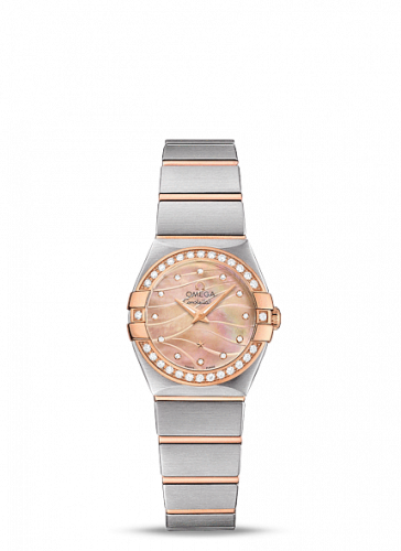 Omega Constellation Quartz 24 Brushed Stainless Steel / Red Gold / Diamond / Wavy Brown MOP 123.25.24.60.57.002