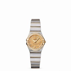 Omega Constellation Quartz 24 Brushed Stainless Steel / Yellow Gold / Diamond / Champagne Supernova 123.25.24.60.58.001