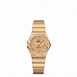 Omega Constellation Co-Axial 27 Brushed Yellow Gold / Diamond / Champagne Supernova 123.55.27.20.58.001