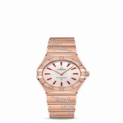 Omega Constellation Manhattan 28 Quartz Sedna Gold / MOP - Ruby / Diamond 131.55.28.60.99.003