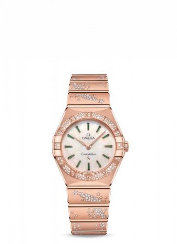 Omega Constellation Manhattan 28 Quartz Sedna Gold / MOP - Emerald / Diamond 131.55.28.60.99.004