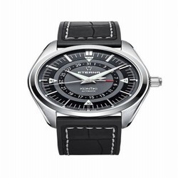 Eterna KonTiki Four-Hands Black / Strap 1598.41.41.1305