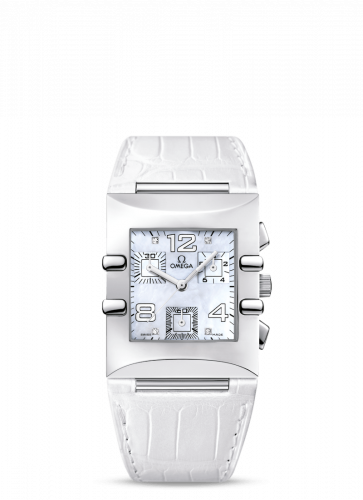 Omega Constellation Quadra Quartz 28 Chronograph Stainless Steel / MOP/ Alligator 1841.75.36