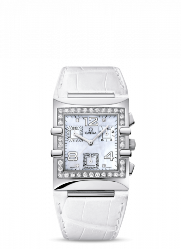 Omega Constellation Quadra Quartz 28 Chronograph Stainless Steel / Diamond / MOP/ Alligator 1847.75.36