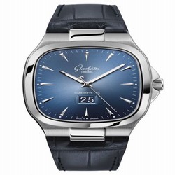 Glashutte Original Seventies Panorama Date Blue / Alligator / Folding 2-39-47-13-12-04