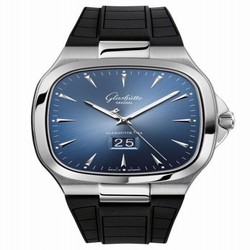 Glashutte Original Seventies Panorama Date Blue / Rubber / Folding 2-39-47-13-12-53