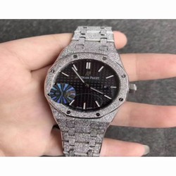 Audemars Piguet Royal Oak Frosted Gold Quartz 33MM 67653 OM Stainless Steel Black 