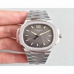 Patek Philippe Nautilus Ladies 7018/1A-011 PF Stainless Steel & Diamonds Anthracite 