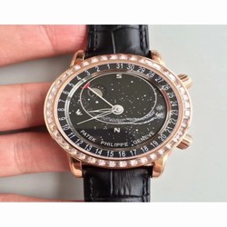 Patek Philippe Grand Complications Sky Moon Celestial 6104R-001 Noob Rose Gold & Diamonds Black 