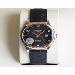 Longines Record L2.821.4.56.2 AF Stainless Steel & Rose Gold Black 