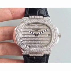 Patek Philippe Nautilus Jumbo 5719/1G-001 DM Stainless Steel & Diamonds Diamond 