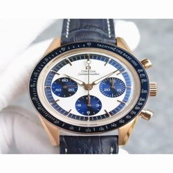 Omega Speedmaster Moonwatch Limited Edition Rose Gold White & Blue 
