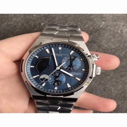 Vacheron Constantin Overseas Dual Time 47450 TWA Stainless Steel Blue 