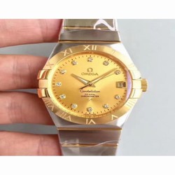 Omega Constellation 123.20.38.21.58.001 38MM SSS Stainless Steel & Yellow Gold Champagne 
