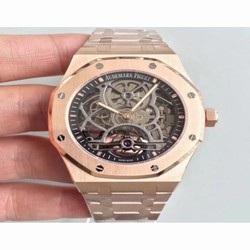 Audemars Piguet Royal Oak Tourbillon Extra-Plate Squelette 26518 JF Rose Gold Black Skeleton 