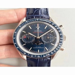 Omega Speedmaster Moonwatch Moonphase Chronograph 304.33.44.52.03.001 BF Stainless Steel Blue 