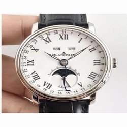 Blancpain Villeret Quantieme Complet 8 Jours 6639-3437-55B OM Stainless Steel White 