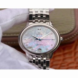 Omega De Ville Ladies Co-Axial 32.7 MM MKS Stainless Steel White & Bears 
