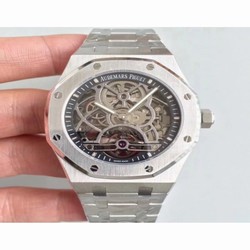 Audemars Piguet Royal Oak Tourbillon Extra-Plate Squelette 26518 JF Stainless Steel Black Skeleton 