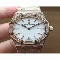 Audemars Piguet Royal Oak 67651 Ladies Rose Gold & Diamonds White 
