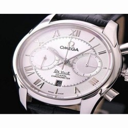 Omega De Ville 42MM Chronograph Stainless Steel White 