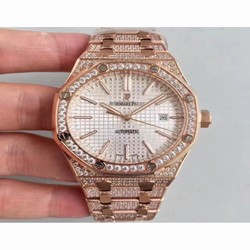 Audemars Piguet Royal Oak 15400 Noob Rose Gold & Diamond Silver 