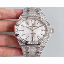 Audemars Piguet Royal Oak 15400 Noob Stainless Steel & Diamond Silver 