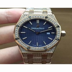 Audemars Piguet Royal Oak 67651 Ladies Rose Gold & Diamonds Blue 