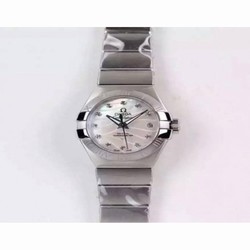 Omega Constellation Double Eagle Lady 27MM Stainless Steel White 