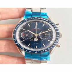 Omega Speedmaster Moonwatch Moonphase Chronograph 304.33.44.52.03.001 BF Stainless Steel Blue 