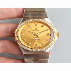 Omega Constellation 123.25.38.21.58.001 38MM SSS Stainless Steel & Yellow Gold Champagne 
