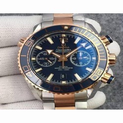 Omega Seamaster Planet Ocean 600M Chronograph Stainless Steel & Rose Gold Blue 