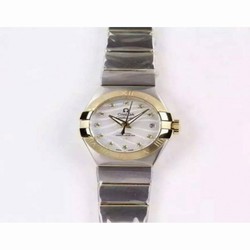 Omega Constellation Double Eagle Lady 27MM Stainless Steel & Yellow Gold White 