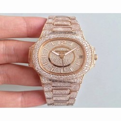 Patek Philippe Nautilus Jumbo Ladies Paved With Diamonds 7021/1R-001 Noob Rose Gold & Diamonds Diamond 
