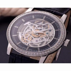 Vacheron Constantin Patrimony Stainless Steel & Diamonds Skeleton & Black 