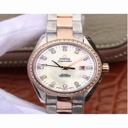 Omega Seamaster Aqua Terra 150M Ladies 34MM 3S Stainless Steel & Rose Gold White 