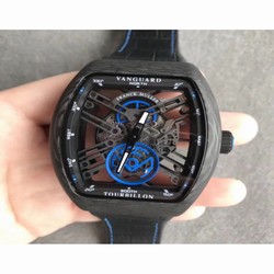 Franck Muller Vanguard Skeleton V 45 S6 SQT CARBONE NR Noob Carbon Fiber Black & Blue Skeleton 