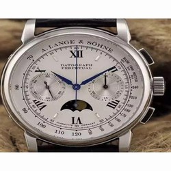 A. Lange & Sohne Lemania Moonphase Chronograph Stainless Steel White 
