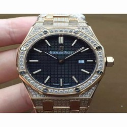 Audemars Piguet Royal Oak 67651 Ladies Rose Gold & Diamonds Black 